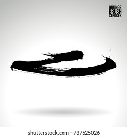 Black brush stroke and texture. Grunge vector abstract hand - painted element. Underline and border design.