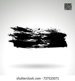 Black brush stroke and texture. Grunge vector abstract hand - painted element. Underline and border design.