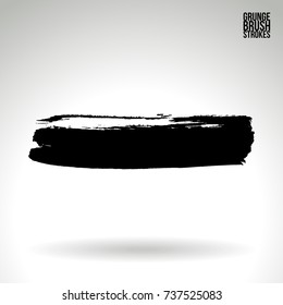 Black brush stroke and texture. Grunge vector abstract hand - painted element. Underline and border design.