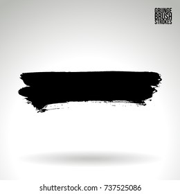Black brush stroke and texture. Grunge vector abstract hand - painted element. Underline and border design.