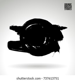 Black brush stroke and texture. Grunge vector abstract hand - painted element. Underline and border design.
