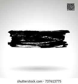 Black brush stroke and texture. Grunge vector abstract hand - painted element. Underline and border design.