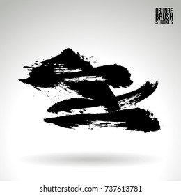 Black brush stroke and texture. Grunge vector abstract hand - painted element. Underline and border design.