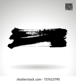 Black brush stroke and texture. Grunge vector abstract hand - painted element. Underline and border design.