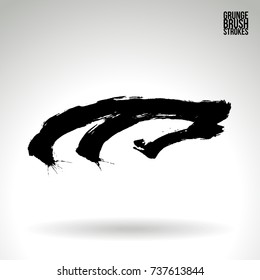 Black brush stroke and texture. Grunge vector abstract hand - painted element. Underline and border design.