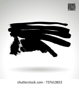 Black brush stroke and texture. Grunge vector abstract hand - painted element. Underline and border design.