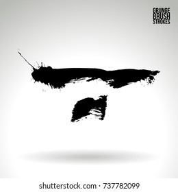 Black brush stroke and texture. Grunge vector abstract hand - painted element. Underline and border design.