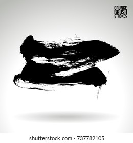 Black brush stroke and texture. Grunge vector abstract hand - painted element. Underline and border design.