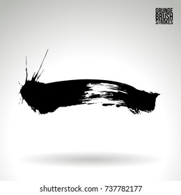 Black brush stroke and texture. Grunge vector abstract hand - painted element. Underline and border design.