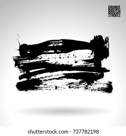 Black brush stroke and texture. Grunge vector abstract hand - painted element. Underline and border design.