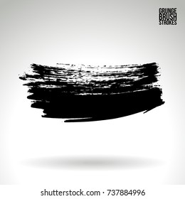 Black brush stroke and texture. Grunge vector abstract hand - painted element. Underline and border design.