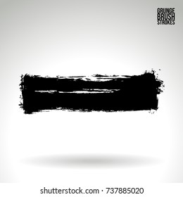 Black brush stroke and texture. Grunge vector abstract hand - painted element. Underline and border design.