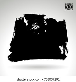 Black brush stroke and texture. Grunge vector abstract hand - painted element. Underline and border design.
