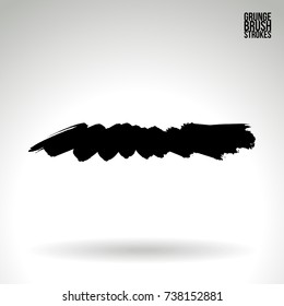 Black brush stroke and texture. Grunge vector abstract hand - painted element. Underline and border design.