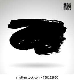 Black brush stroke and texture. Grunge vector abstract hand - painted element. Underline and border design.