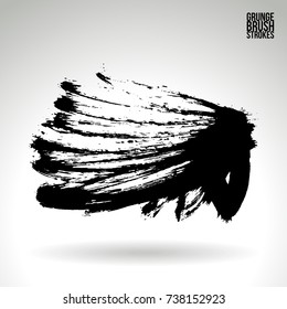 Black brush stroke and texture. Grunge vector abstract hand - painted element. Underline and border design.