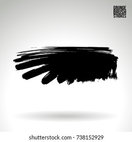 Black brush stroke and texture. Grunge vector abstract hand - painted element. Underline and border design.