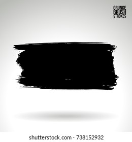 Black brush stroke and texture. Grunge vector abstract hand - painted element. Underline and border design.