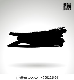 Black brush stroke and texture. Grunge vector abstract hand - painted element. Underline and border design.