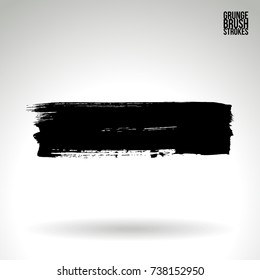 Black brush stroke and texture. Grunge vector abstract hand - painted element. Underline and border design.