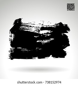 Black brush stroke and texture. Grunge vector abstract hand - painted element. Underline and border design.