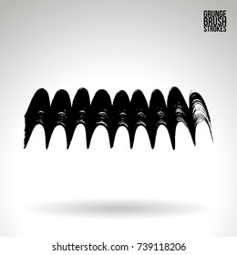 Black brush stroke and texture. Grunge vector abstract hand - painted element. Underline and border design.
