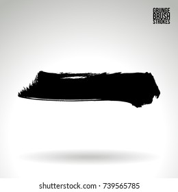 Black brush stroke and texture. Grunge vector abstract hand - painted element. Underline and border design.