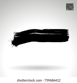 Black brush stroke and texture. Grunge vector abstract hand - painted element. Underline and border design.