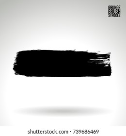 Black brush stroke and texture. Grunge vector abstract hand - painted element. Underline and border design.