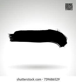Black brush stroke and texture. Grunge vector abstract hand - painted element. Underline and border design.
