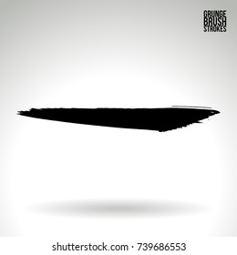 Black brush stroke and texture. Grunge vector abstract hand - painted element. Underline and border design.
