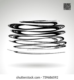 Black brush stroke and texture. Grunge vector abstract hand - painted element. Underline and border design.