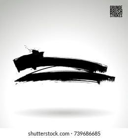 Black brush stroke and texture. Grunge vector abstract hand - painted element. Underline and border design.
