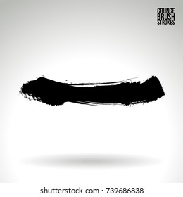 Black brush stroke and texture. Grunge vector abstract hand - painted element. Underline and border design.