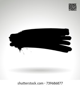 Black brush stroke and texture. Grunge vector abstract hand - painted element. Underline and border design.