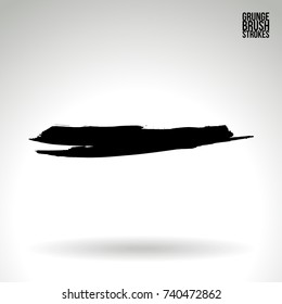 Black brush stroke and texture. Grunge vector abstract hand - painted element. Underline and border design.