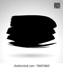 Black brush stroke and texture. Grunge vector abstract hand - painted element. Underline and border design.