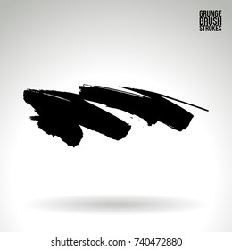 Black brush stroke and texture. Grunge vector abstract hand - painted element. Underline and border design.