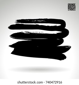 Black brush stroke and texture. Grunge vector abstract hand - painted element. Underline and border design.
