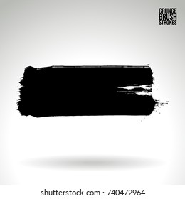 Black brush stroke and texture. Grunge vector abstract hand - painted element. Underline and border design.