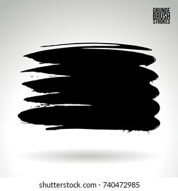 Black brush stroke and texture. Grunge vector abstract hand - painted element. Underline and border design.