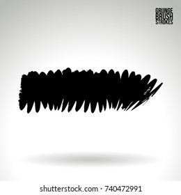 Black brush stroke and texture. Grunge vector abstract hand - painted element. Underline and border design.