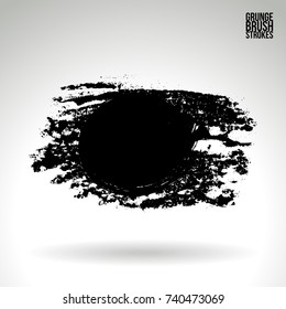 Black brush stroke and texture. Grunge vector abstract hand - painted element. Underline and border design.