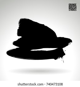 Black brush stroke and texture. Grunge vector abstract hand - painted element. Underline and border design.