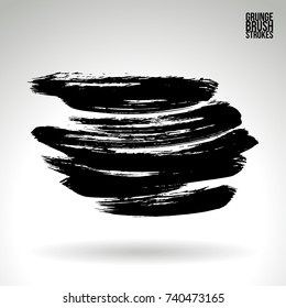 Black brush stroke and texture. Grunge vector abstract hand - painted element. Underline and border design.