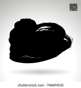 Black brush stroke and texture. Grunge vector abstract hand - painted element. Underline and border design.