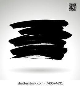 Black brush stroke and texture. Grunge vector abstract hand - painted element. Underline and border design.