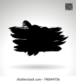 Black brush stroke and texture. Grunge vector abstract hand - painted element. Underline and border design.