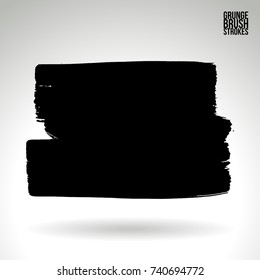 Black brush stroke and texture. Grunge vector abstract hand - painted element. Underline and border design.