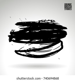 Black brush stroke and texture. Grunge vector abstract hand - painted element. Underline and border design.